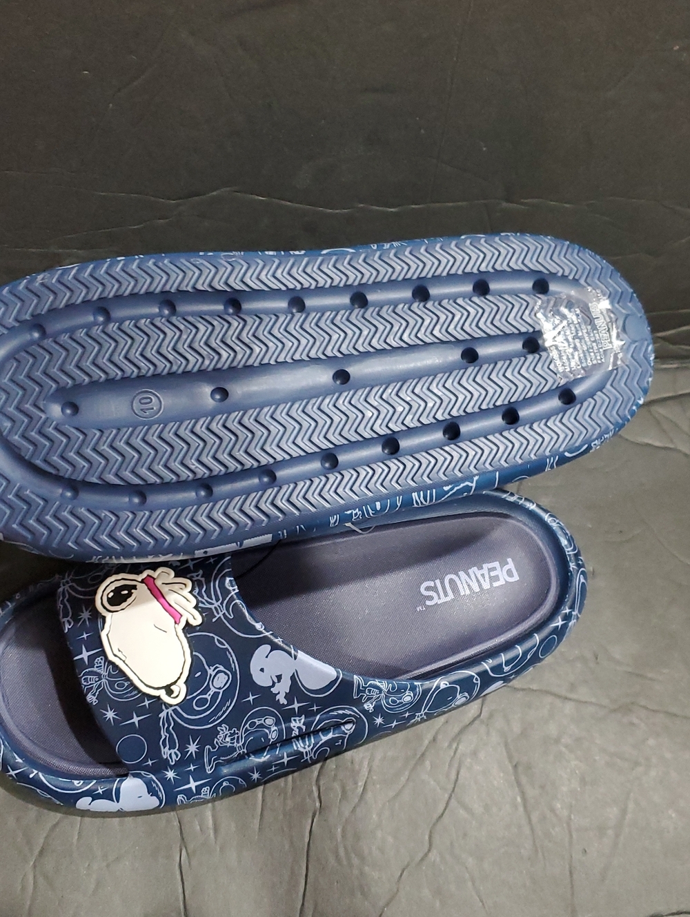 Peanuts Snoopy dark blue multi platform rubber pool slides size 10 brand new - Picture 6 of 8